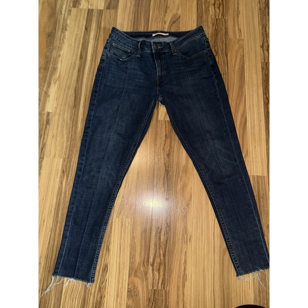 Levi'sβ 535 Women's Sz 31 Super Skinny Jeans Front Pipe Dark Denim Raw Hem